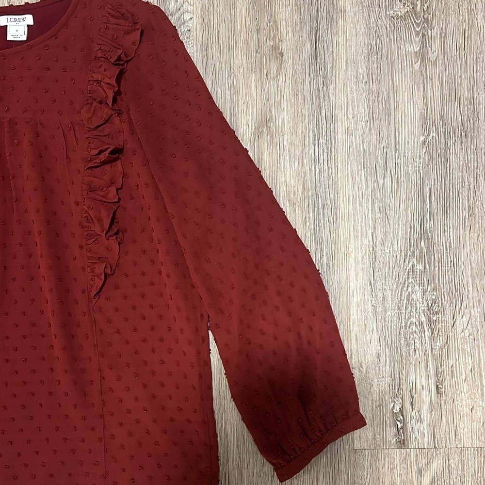 J.Crew Ruffle Front Top In Clip Dot​ - Picture 5 of 14